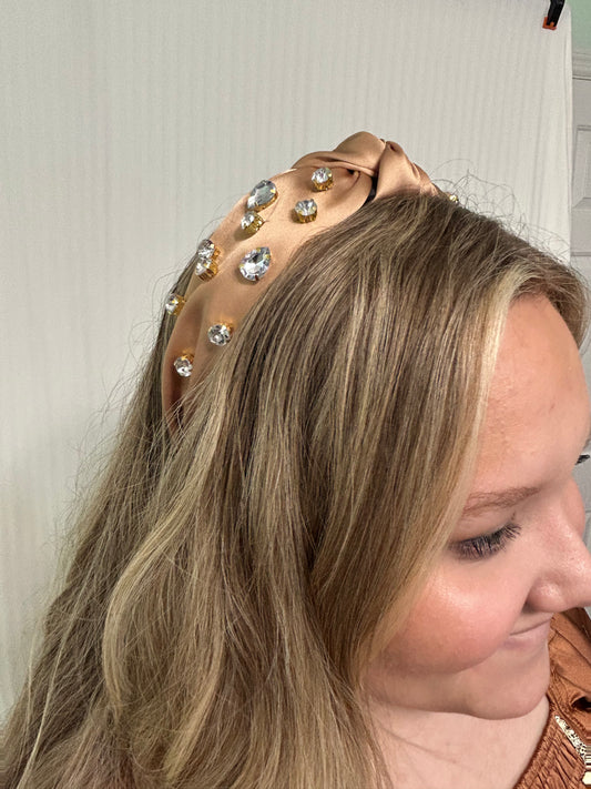 Light Brown Crystal Headband