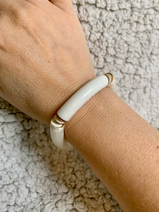 Two Toned White Acrylic Bracelet