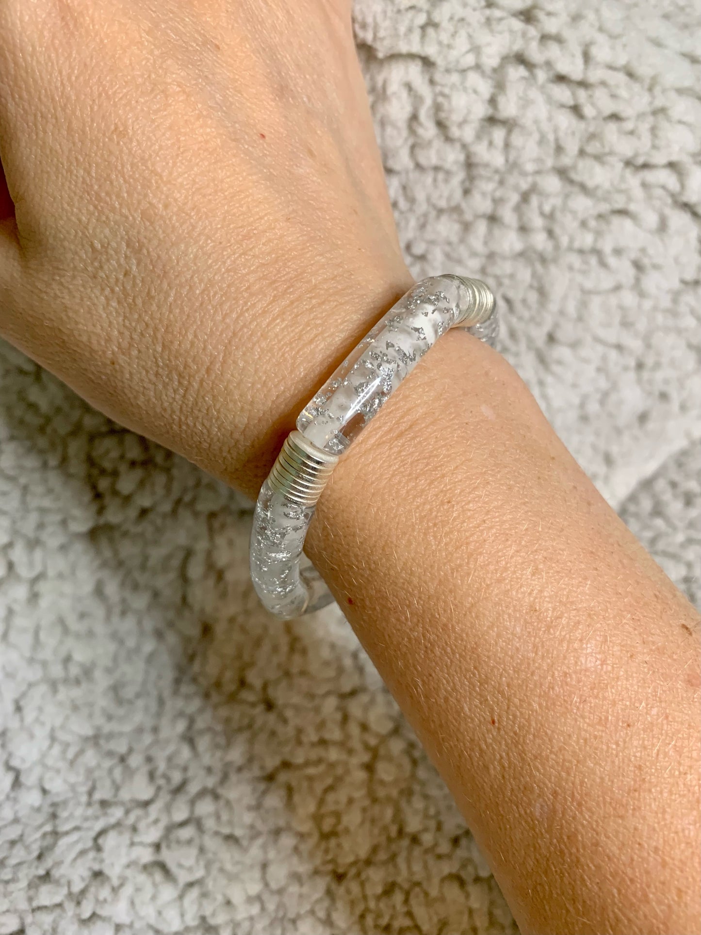 Silver Foil Acrylic Bracelet