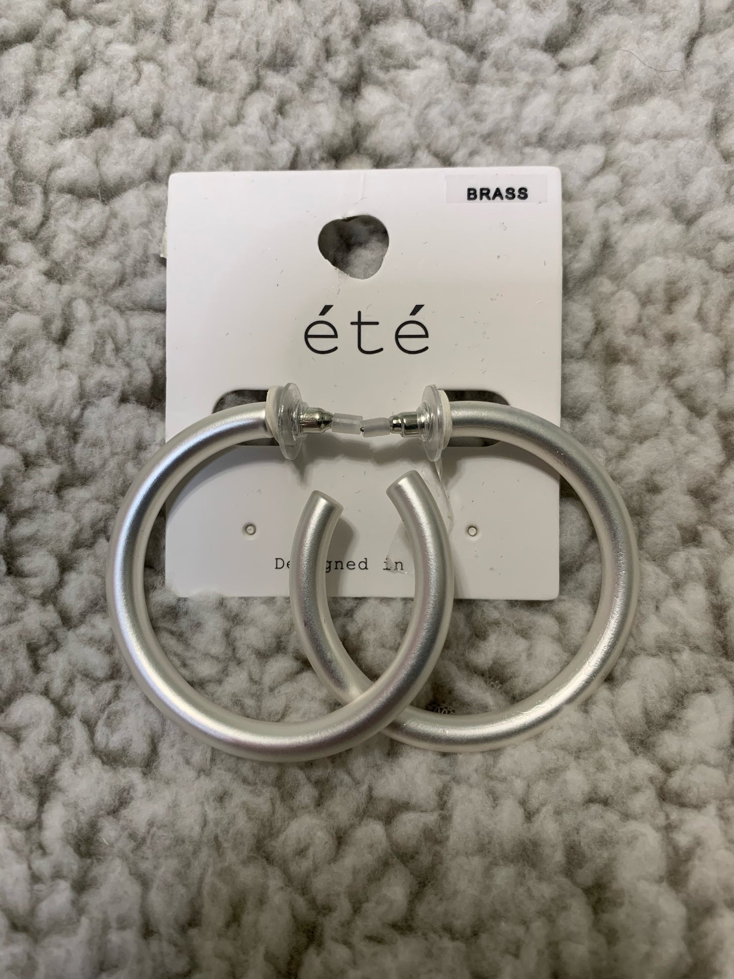 Thin Muted Silver Metal Hoops