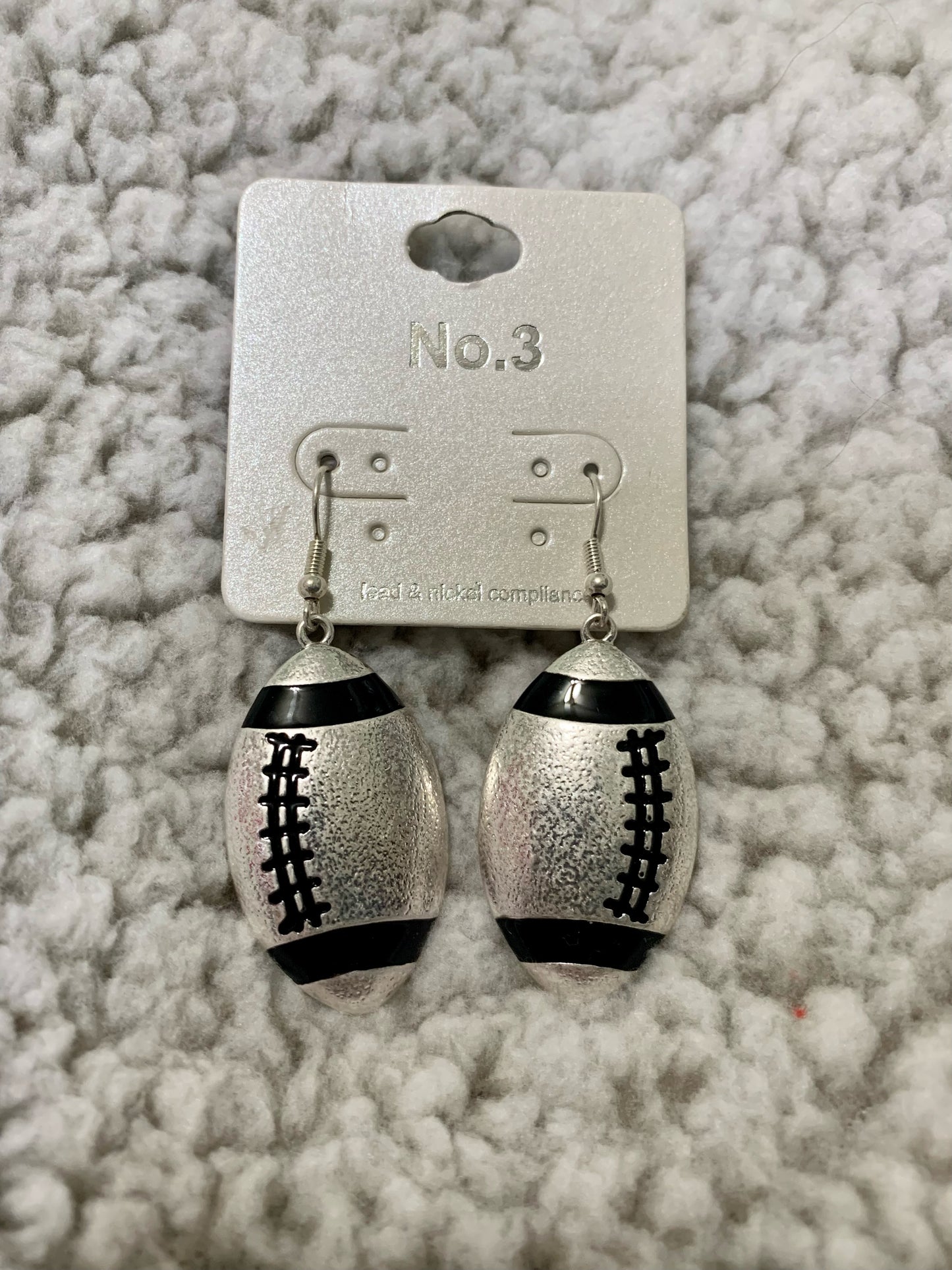 Metallic Football Dangle Earrings