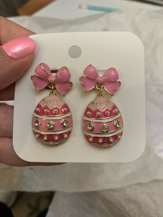 Preppy Easter Egg with Pink Bow Stud