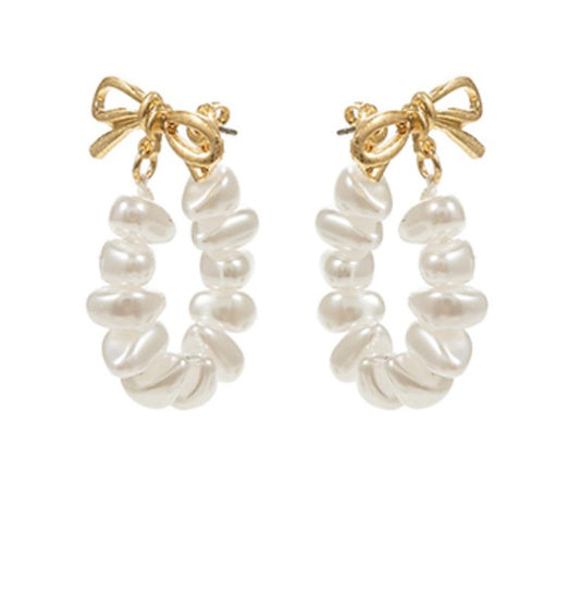 Bow and Pearl Drop Earrings