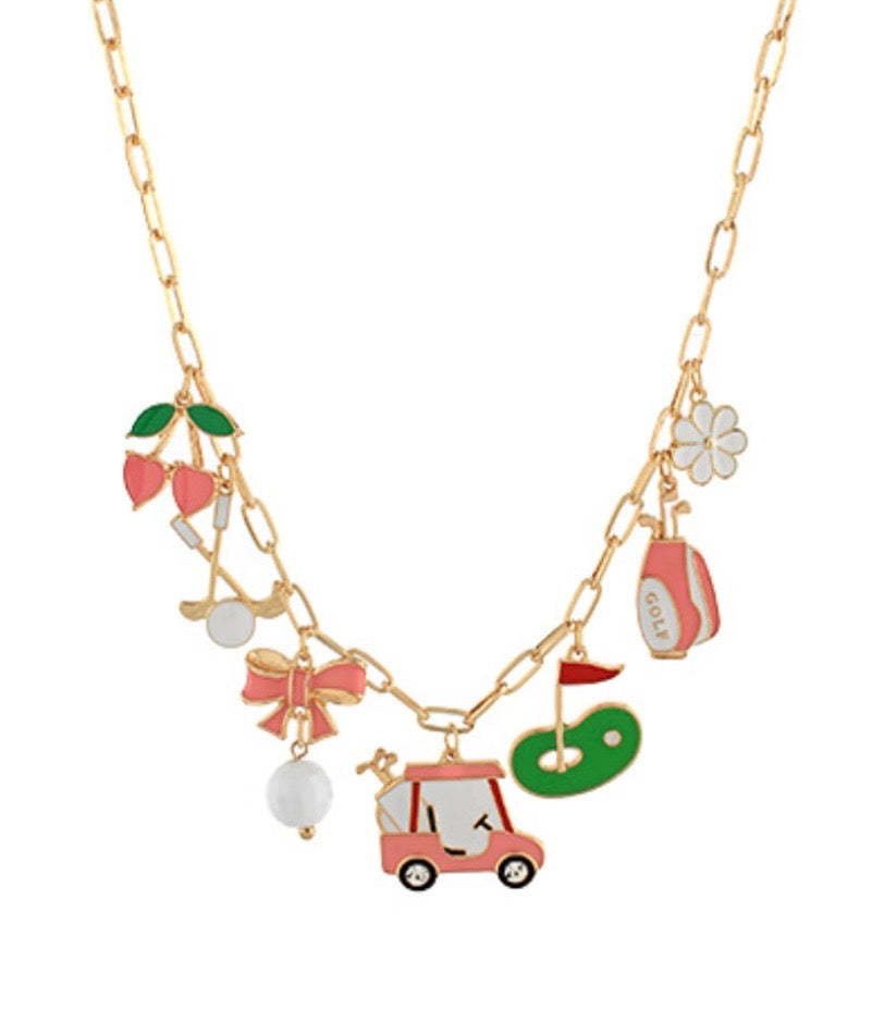 Golf theme & Multi Charm Necklace