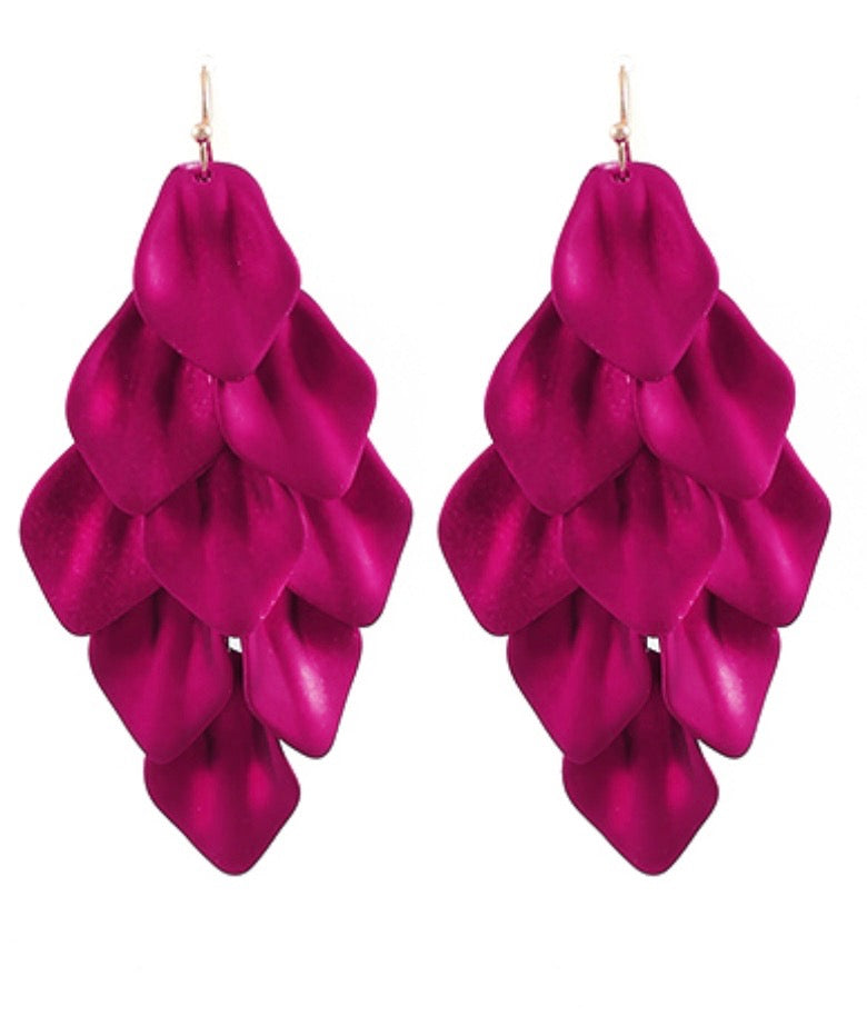 Metallic Color Coated Petal Fringe Earrings
