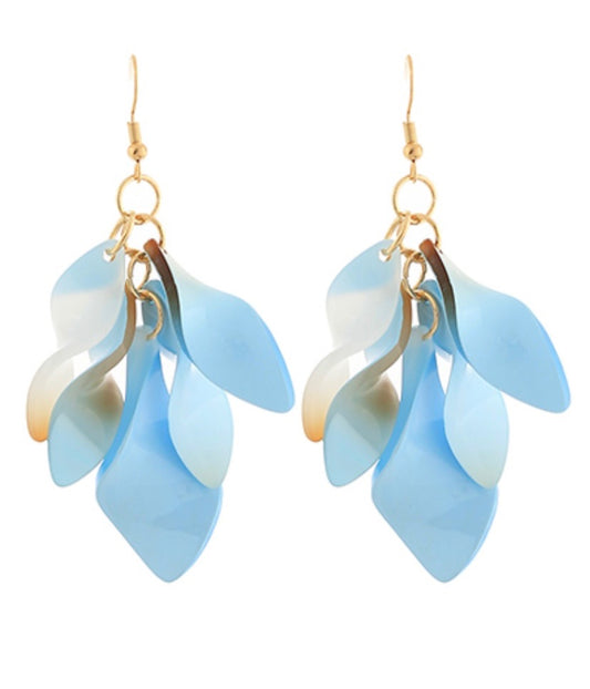 Light Blue & Gold Petal Earrings