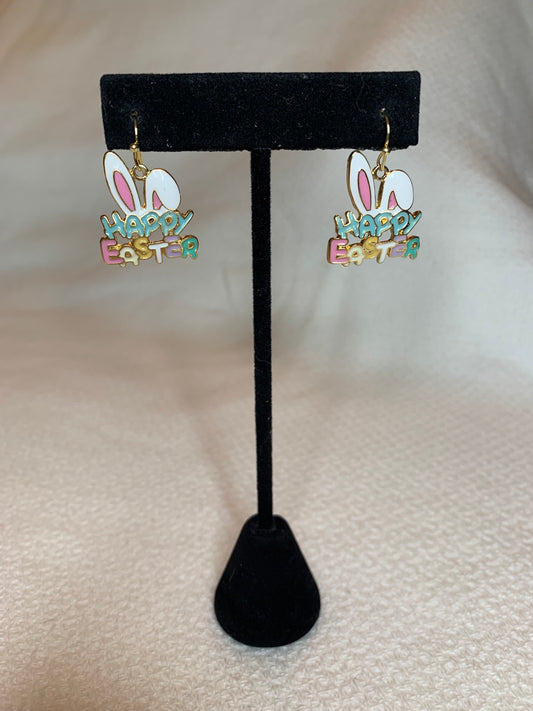 Colorful Easter Earrings with Bunny Detail