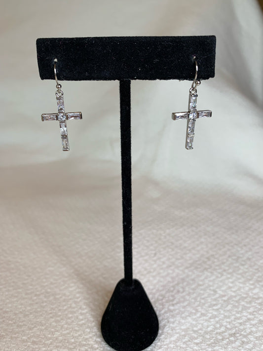 Little Crystal Cross Earrings