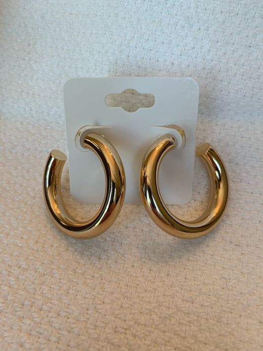 Medium Thick Shiny Gold Hoops