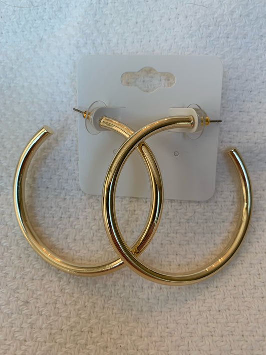 Large Thin Shiny Gold Hoops