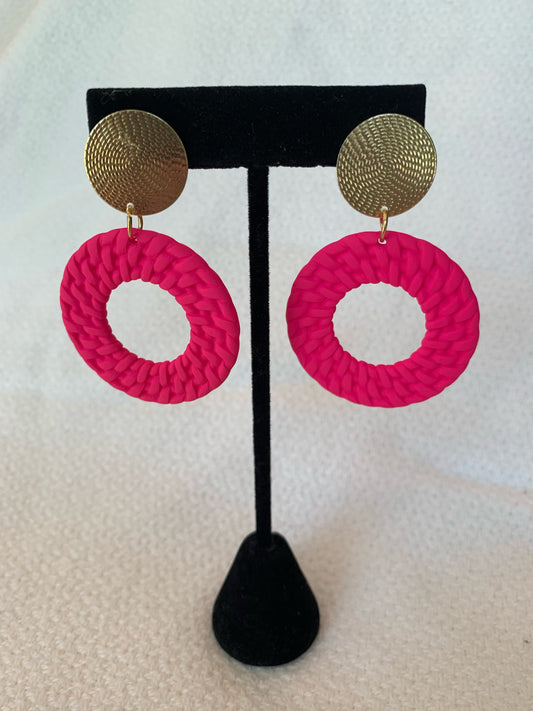 Rubber Coated Circle Dangle with Gold Detail Earrings