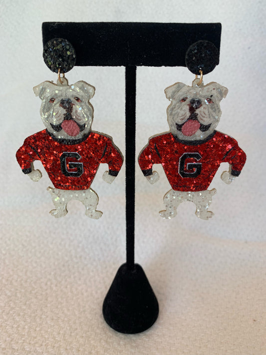 Standing Bulldog Glitter Earrings