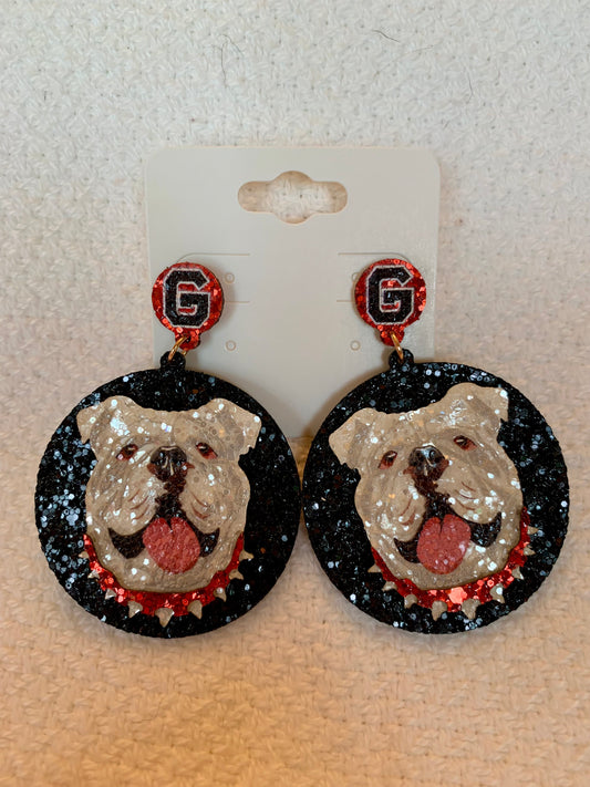 Glitter Bulldog Disk Earrings