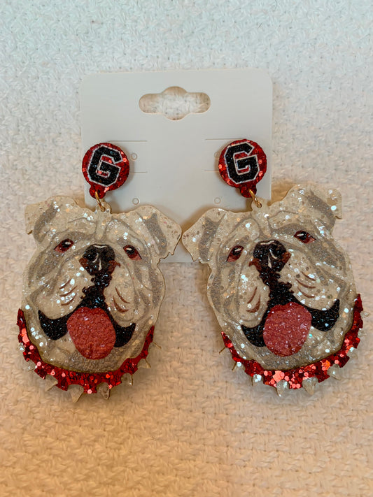 Glitter Bulldog Face Earrings