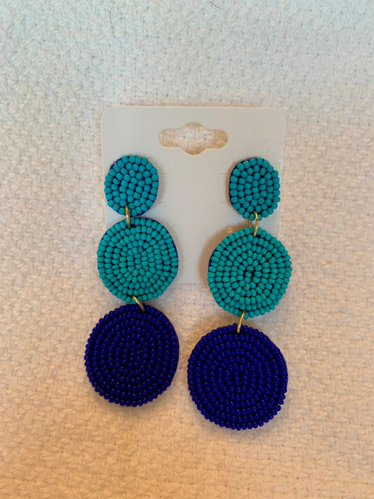 3 Bead Oval Drop Earrings