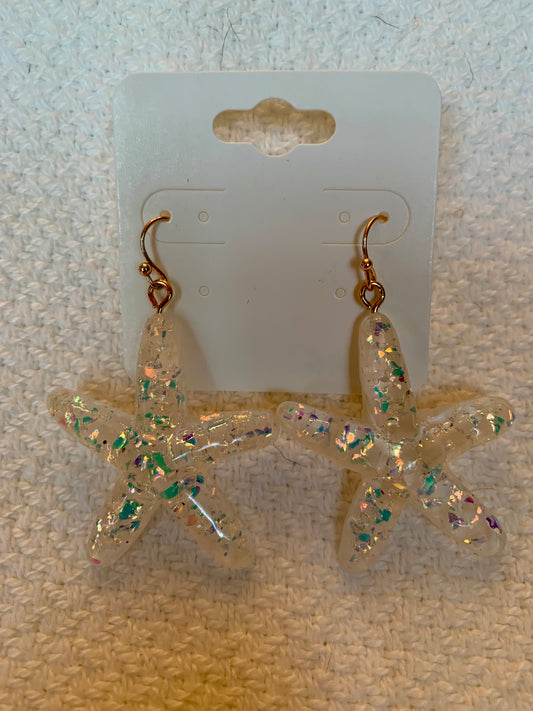 Glitter Starfish Drop Earrings