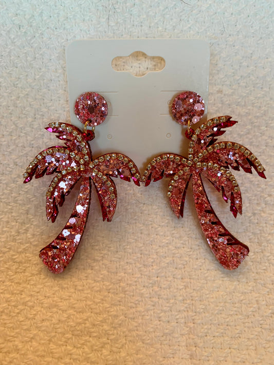 Palm Tree Glitter Earrings