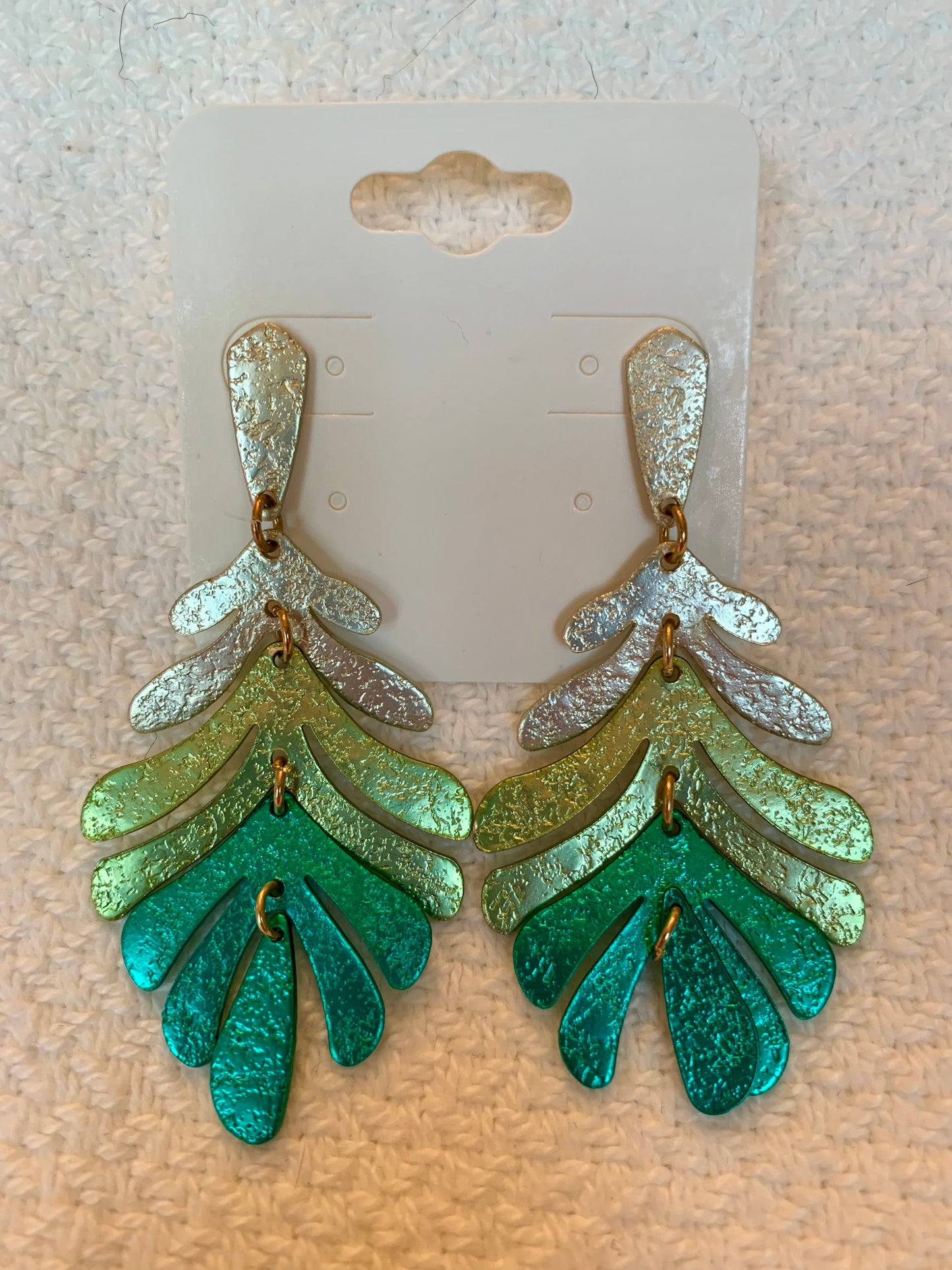 Matte Color Fern Leaf Drop Earrings