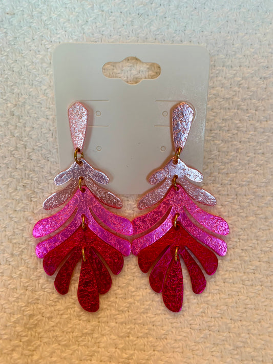 Matte Color Fern Leaf Drop Earrings