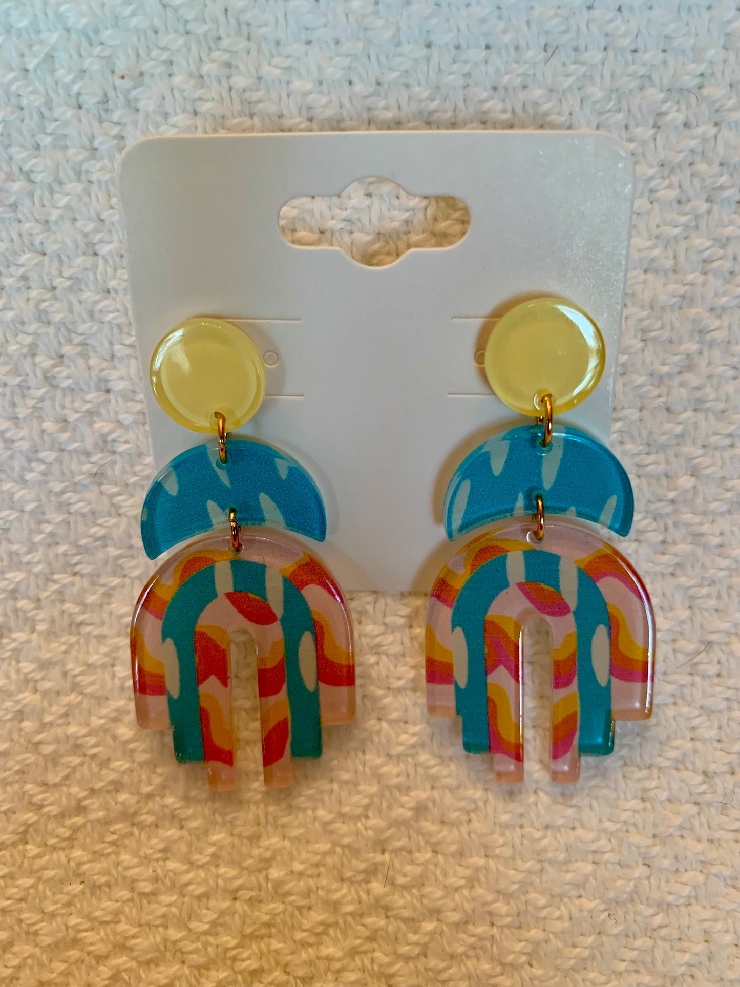 Spring Print Geometric Arch Earrings