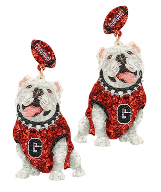Bulldog Statement Earrings with Football Stud