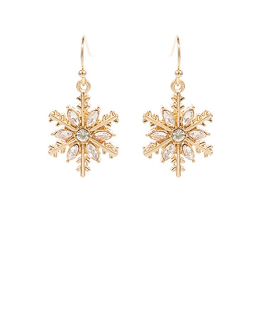 Dainty Gold Snowflake with Crystal Detailing